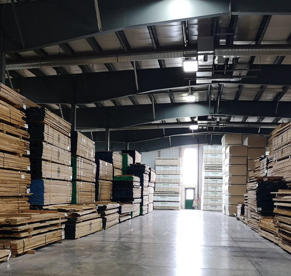 Craftsman Hardwoods Warehouse with stacks of hardwood & softwood products